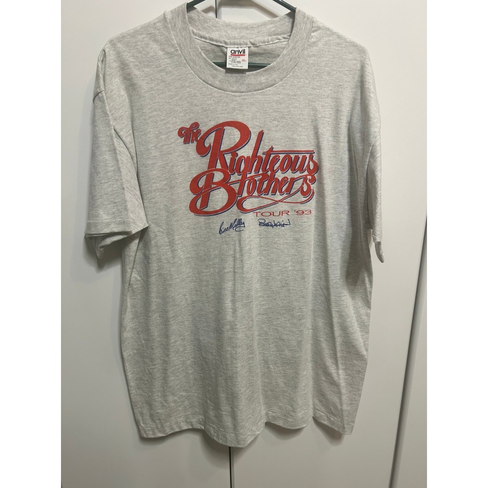 Vintage 1993 Righteous Brothers Tour T Shirt Mens XL Gray Anvil Single Stitch